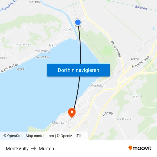 Mont-Vully to Murten map