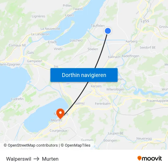 Walperswil to Murten map