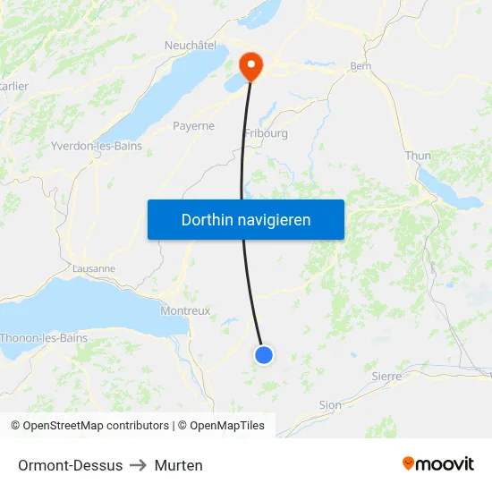 Ormont-Dessus to Murten map