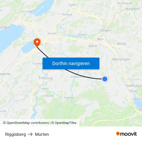 Riggisberg to Murten map