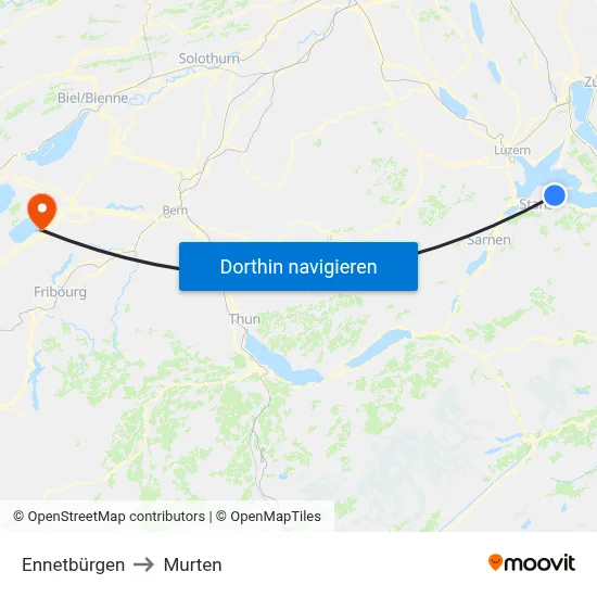 Ennetbürgen to Murten map