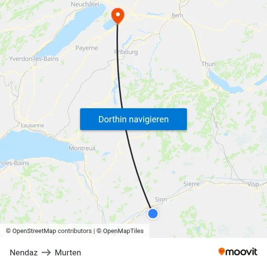 Nendaz to Murten map
