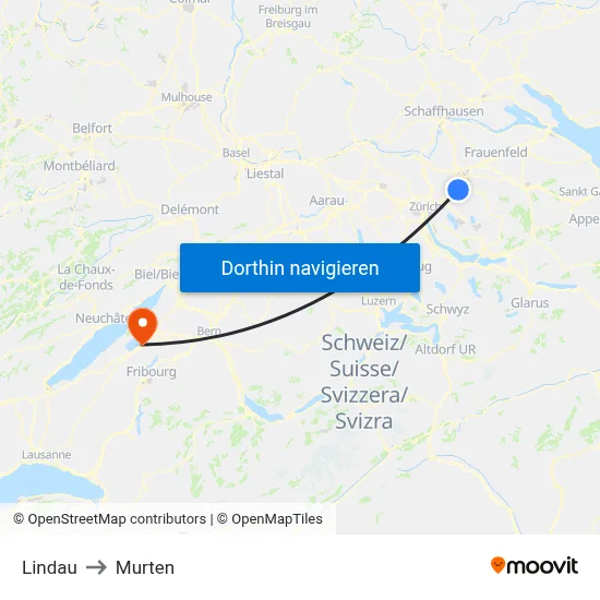 Lindau to Murten map