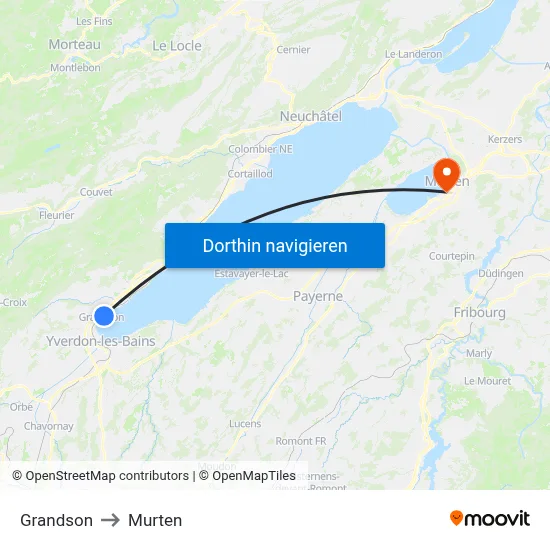 Grandson to Murten map