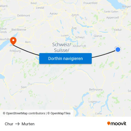 Chur to Murten map