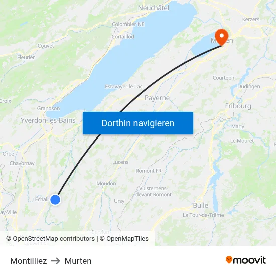 Montilliez to Murten map