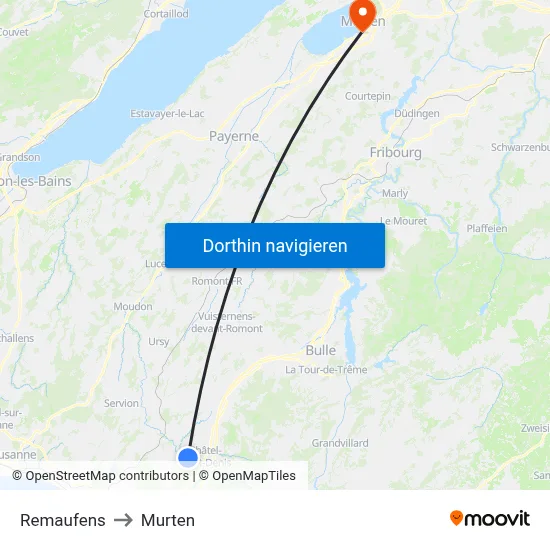 Remaufens to Murten map