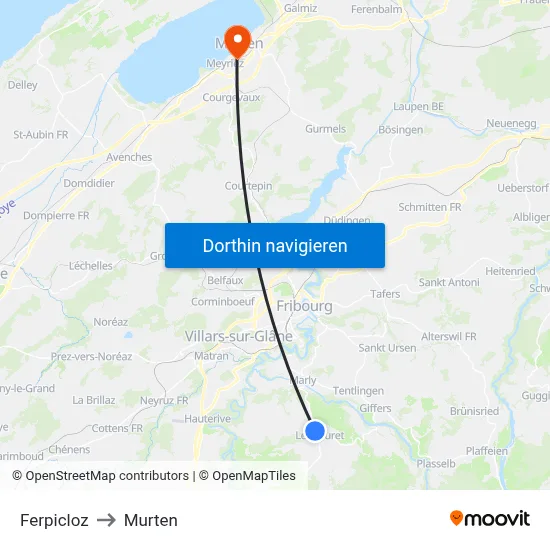 Ferpicloz to Murten map