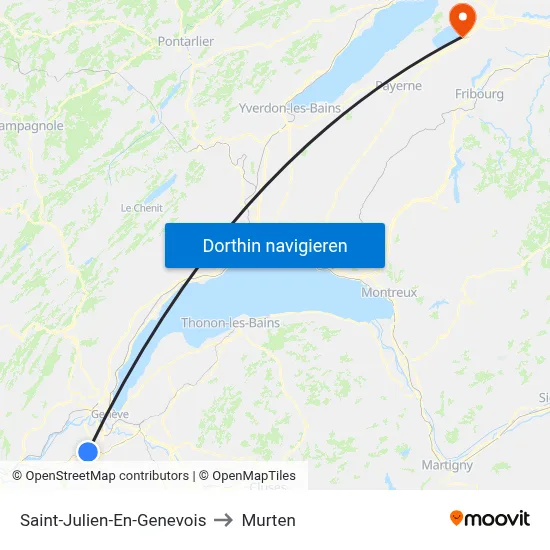 Saint-Julien-En-Genevois to Murten map