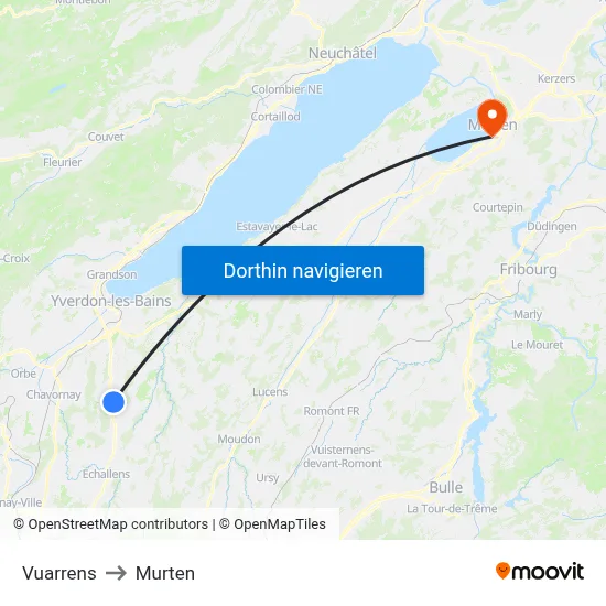 Vuarrens to Murten map