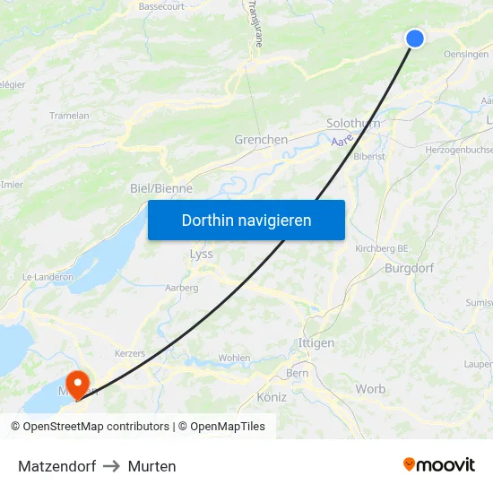 Matzendorf to Murten map