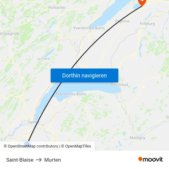 Saint-Blaise to Murten map