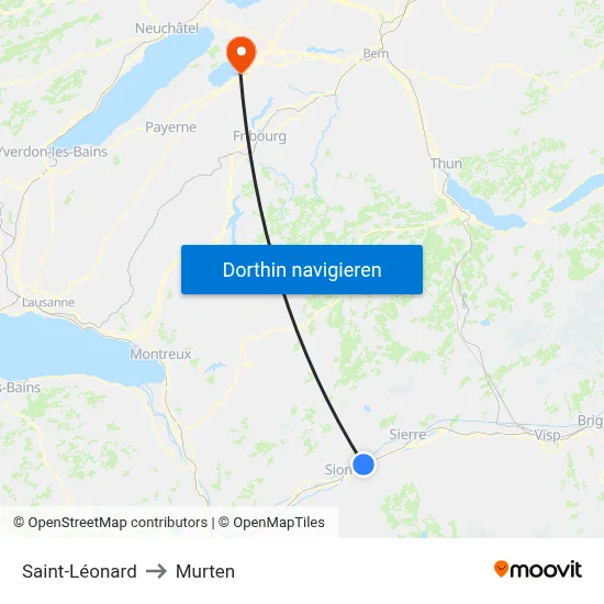 Saint-Léonard to Murten map