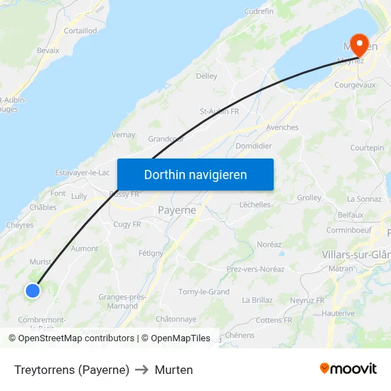Treytorrens (Payerne) to Murten map