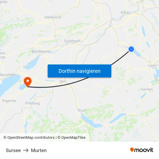 Sursee to Murten map