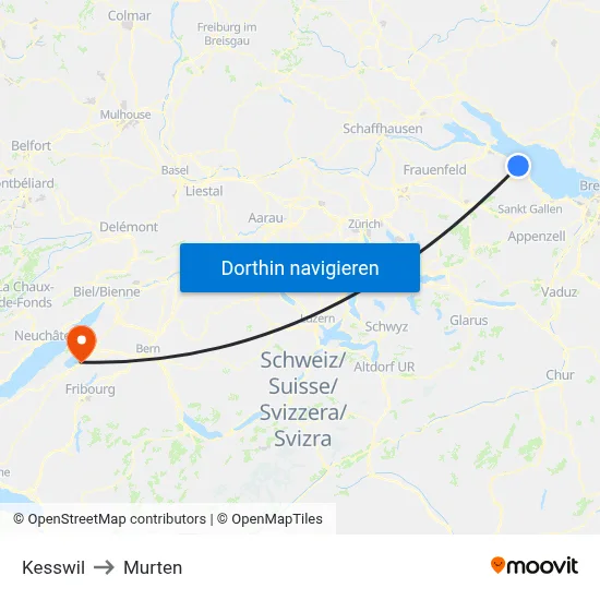 Kesswil to Murten map