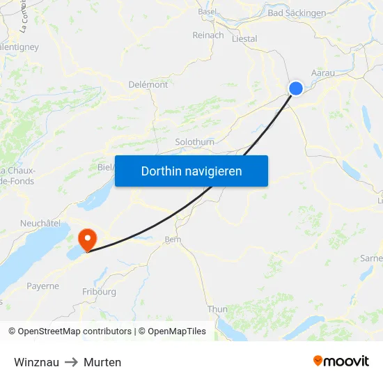Winznau to Murten map