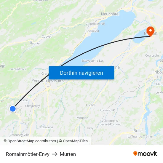 Romainmôtier-Envy to Murten map