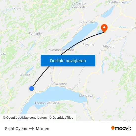 Saint-Oyens to Murten map