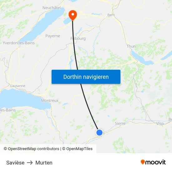 Savièse to Murten map