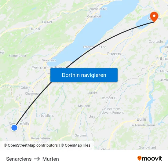 Senarclens to Murten map