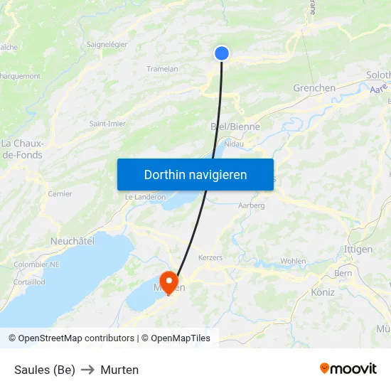 Saules (Be) to Murten map