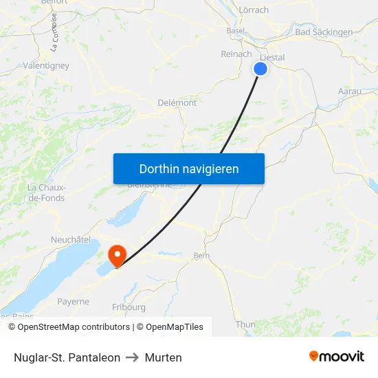 Nuglar-St. Pantaleon to Murten map