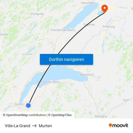Ville-La-Grand to Murten map