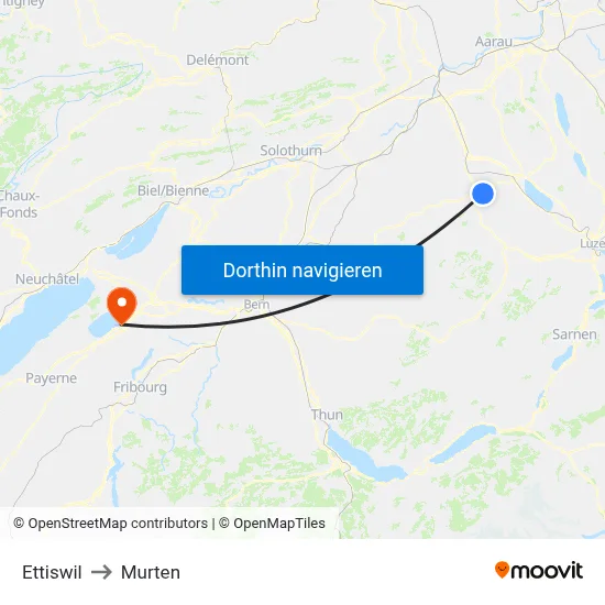 Ettiswil to Murten map