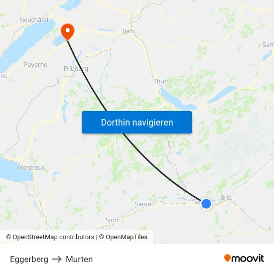 Eggerberg to Murten map