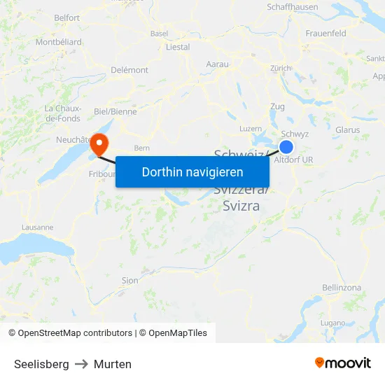 Seelisberg to Murten map
