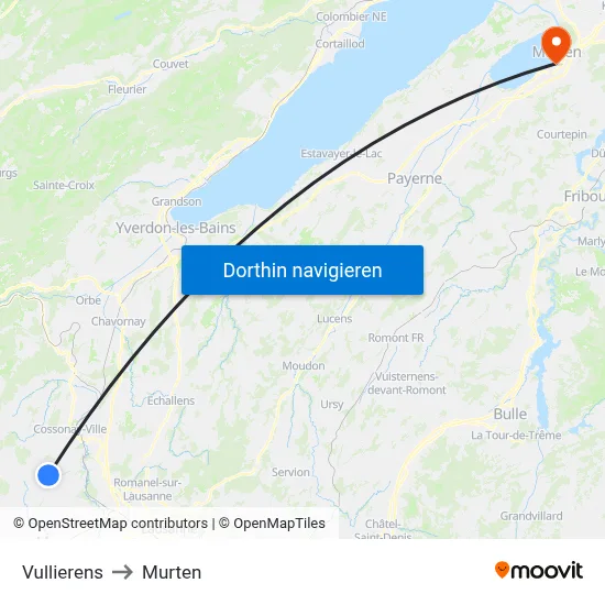 Vullierens to Murten map