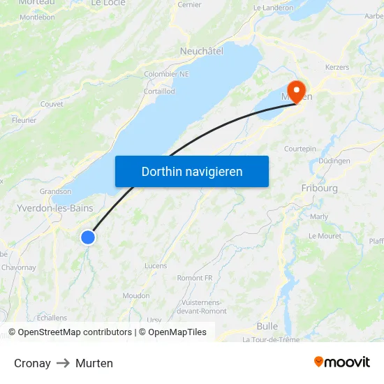 Cronay to Murten map