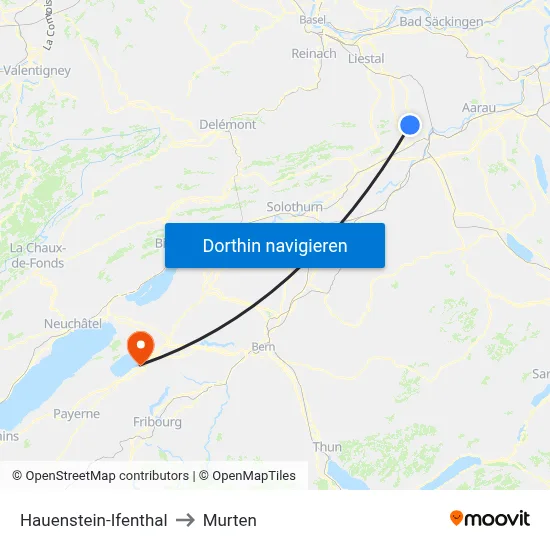 Hauenstein-Ifenthal to Murten map
