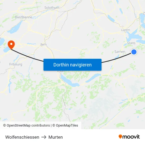 Wolfenschiessen to Murten map
