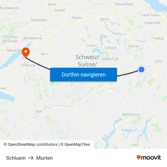 Schluein to Murten map