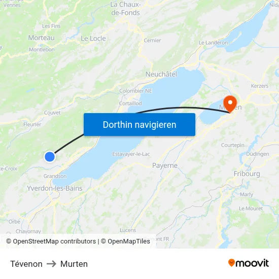 Tévenon to Murten map