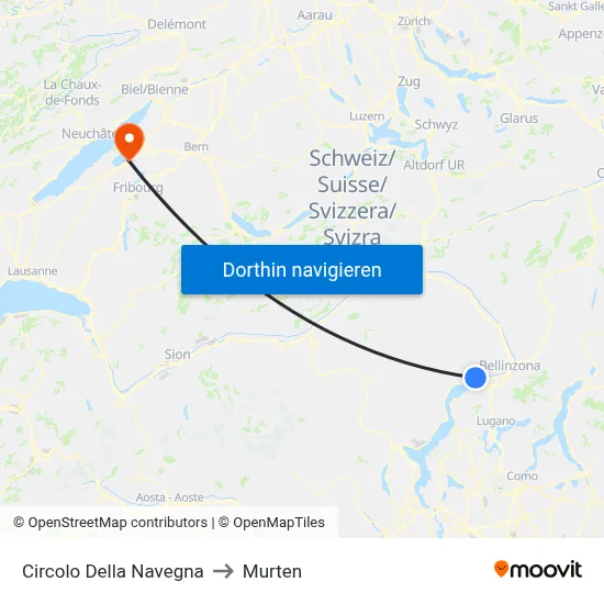 Circolo Della Navegna to Murten map