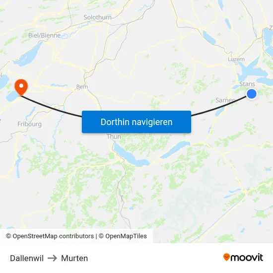 Dallenwil to Murten map