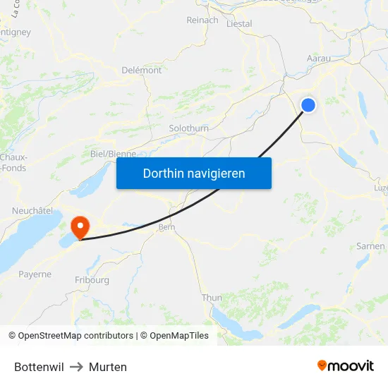 Bottenwil to Murten map