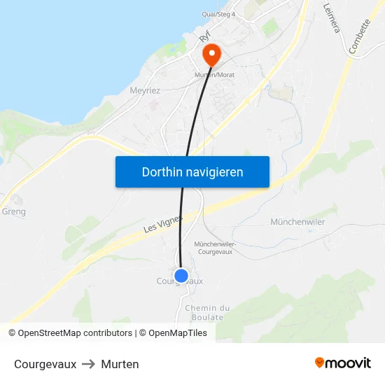 Courgevaux to Murten map