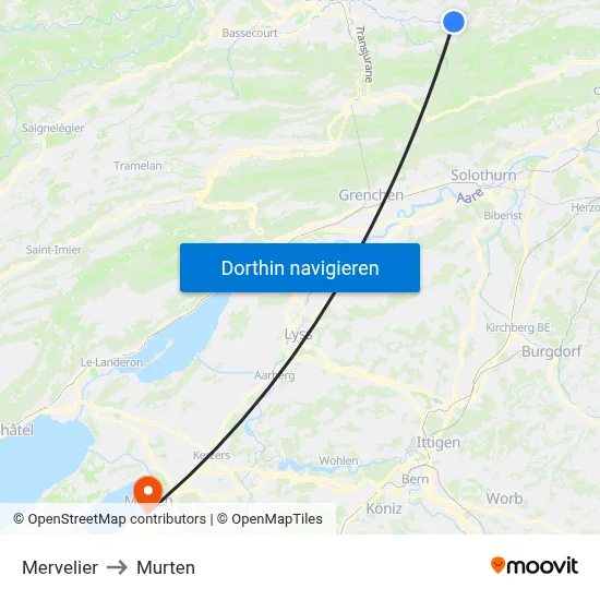 Mervelier to Murten map