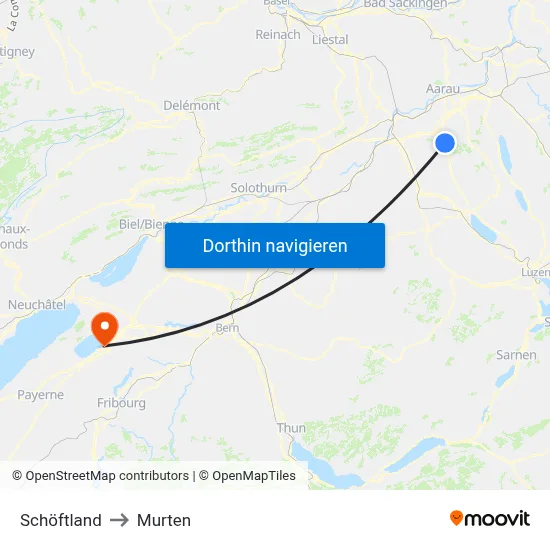 Schöftland to Murten map