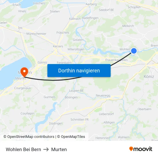 Wohlen Bei Bern to Murten map