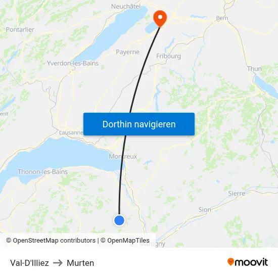Val-D'Illiez to Murten map