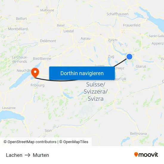 Lachen to Murten map
