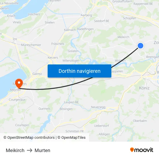Meikirch to Murten map