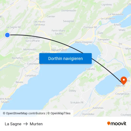 La Sagne to Murten map