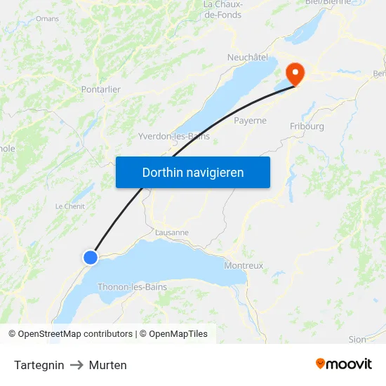Tartegnin to Murten map