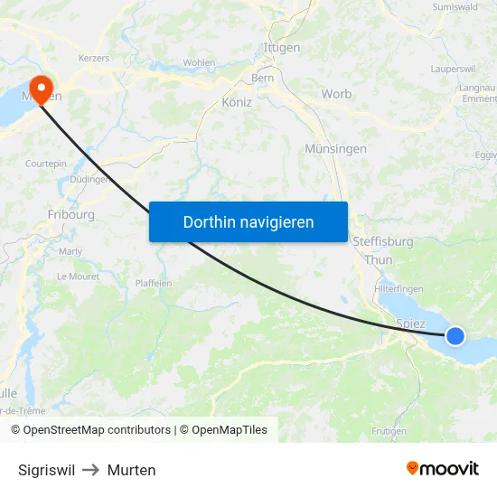 Sigriswil to Murten map